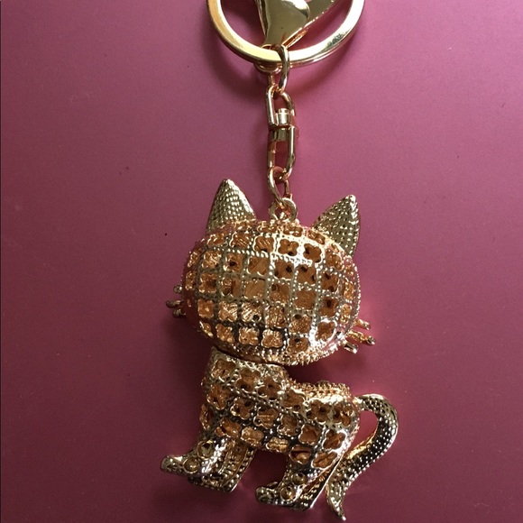2 Left Crystal Kitty Key Chain/Purse Charm - Picture 3 of 4